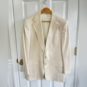 Vtg Palm Beach Sport Coat Ivory Cream  Size 42 Reg Jacket SILK LINEN Blazer